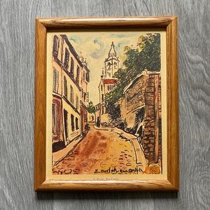 Vintage art print E. Maclet Rue Cortor thrifted